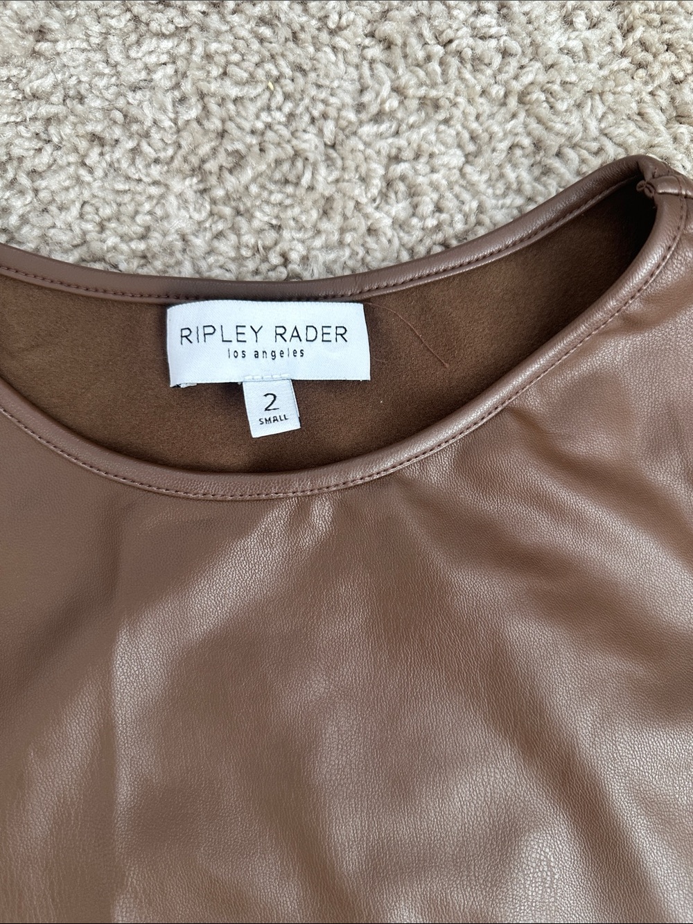 Ripley Rader Los Angeles Brown Faux Leather Tank Top Size 2 Small Made USA - Picture 2 of 6